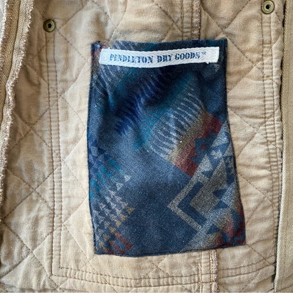 Pendleton Tan Quilted Jacket Coat with Buttons, Size SML - Picture 13 of 14